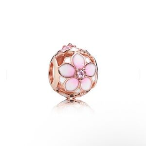 Magnolia Bloom Crystals Rose Gold Charm